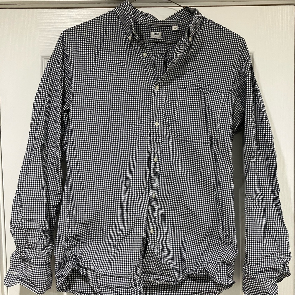 Uniqlo Monochrome Checkered Button-Down Shirt